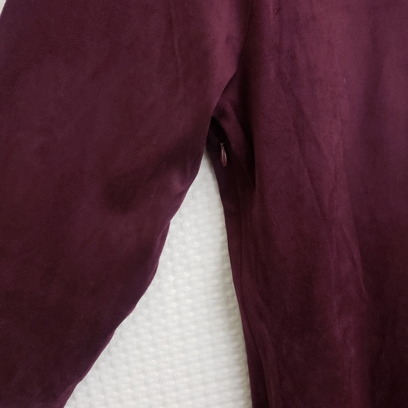 Gili Midi Dress Faux Suede Lace Up Neck Dress Wine Plum size Large Boho Retro - Picture 7 of 9